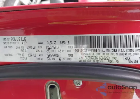 2017 Ram 1500 Express 4X4 5'7 Box z USA, uszkodzony, nr VIN 3C6RR7KT6HG660233